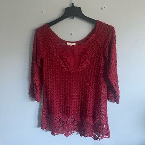 Umgee Burgundy Crochet Lace Blouse